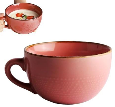 Tazza in ceramica, 700 ml, ciotola per cereali con manico, ciotola per insalata, tazza da tè e ciotolare in porcellana, per regalo
