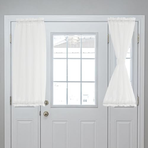 QUARKZMAN Tende Oscuranti Per Porte, Tenda Laterale Francese Per Finestra Porta Per Privacy, Tenda Tasche Per Asta E Legacci Per Porta Finestra Patio, Filato Bianco, 64 X 102 Cm, 1 Pannello