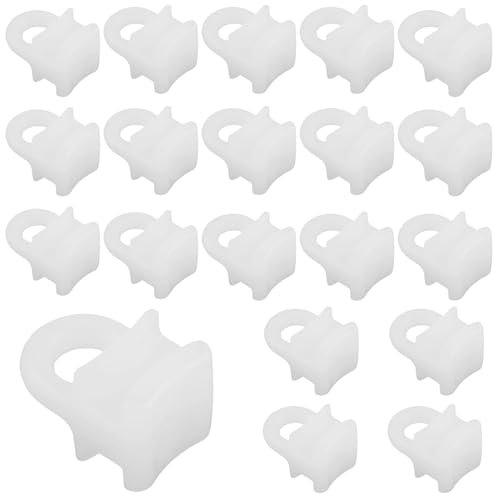 Curtain Track Gliders Hooks for VW Caravan, Plastic Curtain Hooks White Hook Rollers Effortless Rail gliders Rust-Free Gliding Rail Slider for Window Door Shower Campervan (20 Pcs)