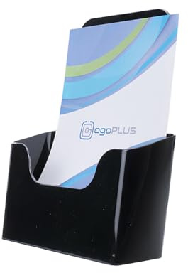 ogoPLUS 2 Stück DIN A5 Prospekthalter Hochformat Schwarz – Prospektständer aus Polystyrol – Tischaufsteller & Wandhalterung – Infoständer Flyerhalter Werbeaufsteller Broschürenhalter für Büro