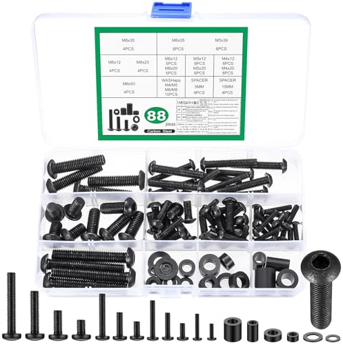 88 Pcs Universal TV Mounting Hardware Kit, M4 M5 M6 M8 Vesa Screws, Vesa Mount Screws for TV Wall Mount Hardware Kit for TVs Monitor Mounts Bracket Fixings Bolts with Washers