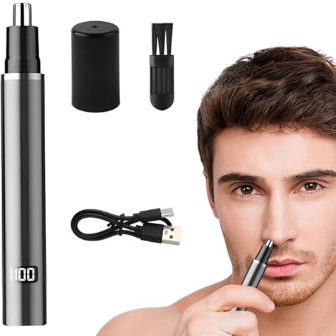 NHQZ Cortapelos Nariz y Oreja, Profesional - Recortador Pelos Nariz, Orejas, Cejas y Facial, Quita Pelos Indoloro, Resistente al Agua, USB Recargable, Para Hombre y Mujer