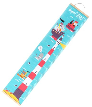 ZUNOXAZ Nordisches Wandbild Wachstumstabelle für Kinderzimmer mit Leuchtturm Motiv aus Stoff Rollbar zur Aufbewahrung als Wanddekoration und Kinderzimmer