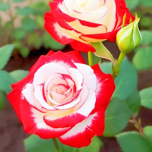 Winterharte Doppelfarbige Rosen – Duftende Hybride Strauchrosen mit Rosenrhizom, Ideal für Garten & Terrasse-1stück-B