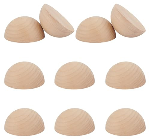 OLYCRAFT 10 paquetes de bolas de 60 mm de media madera en bruto, bolas de media esfera de madera natural partida para trabajos manuales, pintura, ornamentos, proyectos de bricolaje, decoración de