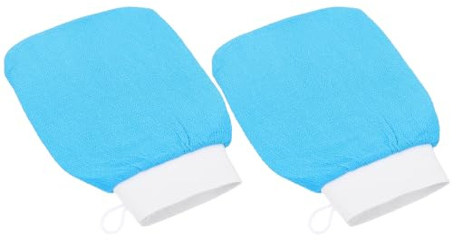 Pack Blaue Peelinghandschuhe aus Kunstfaser für Brust und Rücken | Leichtes 2 Stück, für Zuhause und Hotel, Raues Design zur Körperpflege Zufällige Farbe