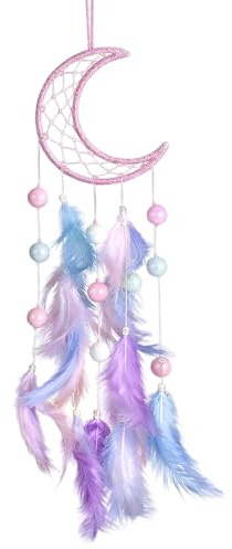 Dreamcatcher, Dream Catcher for Girls, Pink Moon Dream Catcher, Bedroom Accessories for Women, Romantic Gift for Birthday Anniversary, bedroom accessories for women