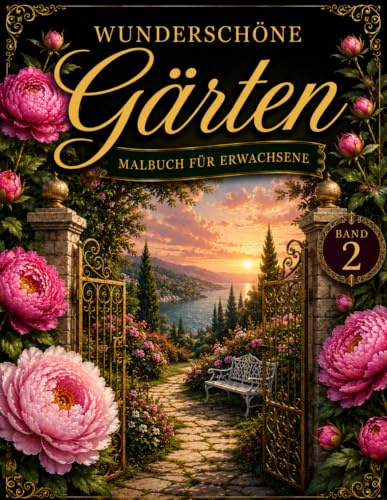 Wunderschöne Gärten – Malbuch für Erwachsene: Entspannendes Ausmalbuch mit Gartenmotiven zur Achtsamkeit, Stressabbau und Kreativität (Malbücher für Erwachsene)