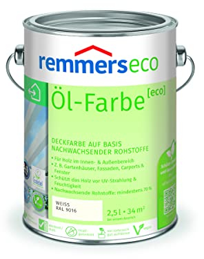 Remmers Dauerschutz-Farbe 3in1 [eco] weiß (RAL 9016), 2,5 Liter,für innen und außen, 3in1: Isoliergrund, Zwischen- und Schlussbeschichtung