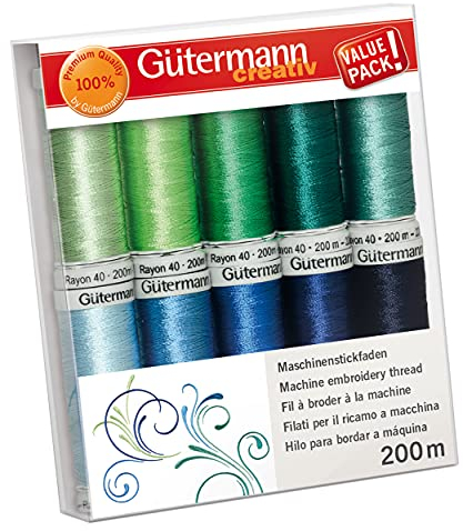 Gütermann creativ Maschinenstickfaden-Set mit 10 Spulen Rayon 40 200 m in verschiedenen Farben