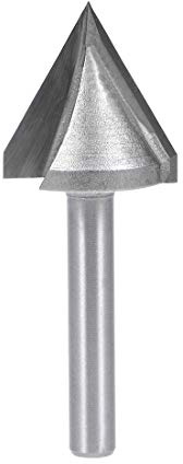 sourcing map 60 Grad V Nut Fräser 22 mm Durchmesser mit 6 mm Schaft Titanstahl bestückter V Nut Bit (grau)