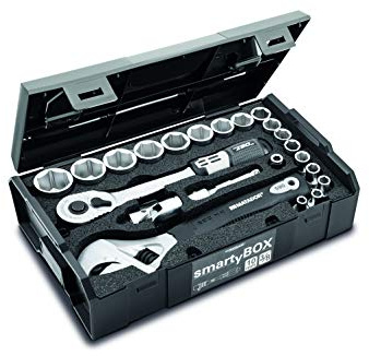 MATADOR Steckschlüsselsatz | Ratschenkasten 3/8 Zoll | inkl. Zündkerzenschlüssel & Radmutternschlüssel | in l boxx mini | 26-teiliges Werkzeugset | MATADOR Werkzeug Nr. 81453115