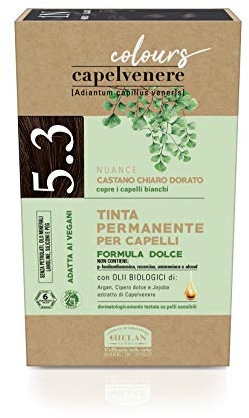 Helan, Capelvenere Colours, Tinta per Capelli Naturale Permanente Formula Dolce 5.3N Castano Chiaro Dorato Colore Capelli Kit Facile Uso Inodore Ottima Copertura Tinta Capelli senza Ammoniaca e Alcool