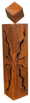 Rostsäule mit Rost Würfel, 60 cm. handgemachte Stele Muster