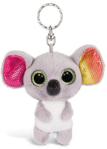 NICI 46310 Glubschis Koala Miss Crayon 9cm Schlüsselanhänger, Plüschtieranhänger mit Schlüsselring, Stofftierschlüsselhalter, graun/bunt