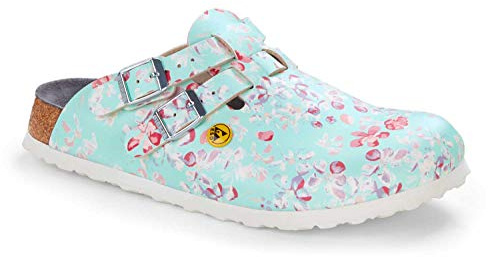 Birkenstock Zoccoli da Donna Kay ESD Birko-Flor, Flowers Field Mint, 38 EU Schmal
