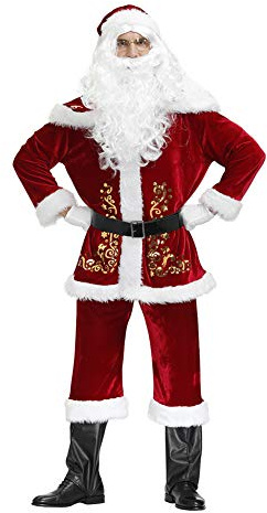 Proumhang Costume da Babbo Natale Costume da Babbo Natale 9 accessori (senza sacchetto)-XXXL(190-195cm)