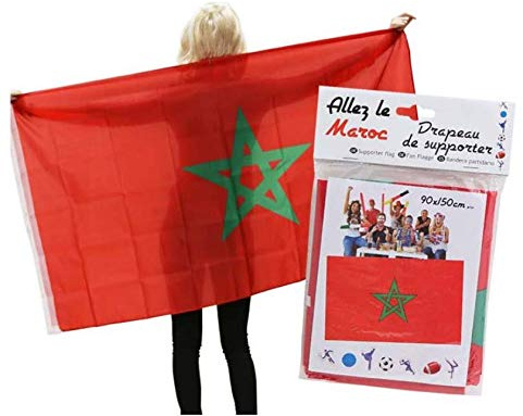 Maelsa Flagge Marokko 90 x 150 cm – Marokkanische Flagge groß Manifestation Festival Body Flag Fans.