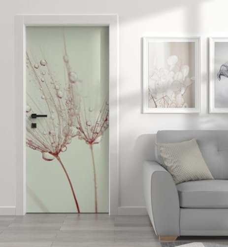 MyMaxxi Türtapete selbstklebend - Einteilige Türfolie 90x200 cm - Motiv: Pusteblume Tau Türklebefolie zum verschönern & bekleben der Tür - Türaufkleber aus Klebefolie