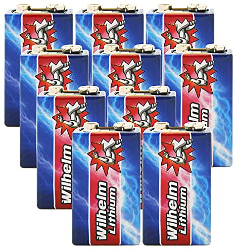 10 x Wilhelm Lithium 9V Block Batterie Rauchmelder 6LR61 9 Volt Batterien