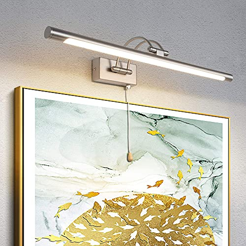 TYhogar LED Badezimmer Spiegel Lampen Wandleuchte Bilderleuchte Nachttischleuchten Mit Schwenkbarem Lampenkopf Zugschalter Wandleuchter Beleuchtung Fixture, 60cm 12W IP44 Wandbeleuchtung Leselampen