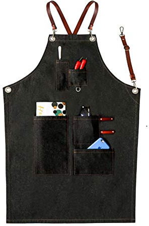 fayengan Schreinerschürze Schweißschürze wasserdichte Arbeitsschürze Aus Segeltuch Werkzeugschürze (Color : Black, Size : XL)