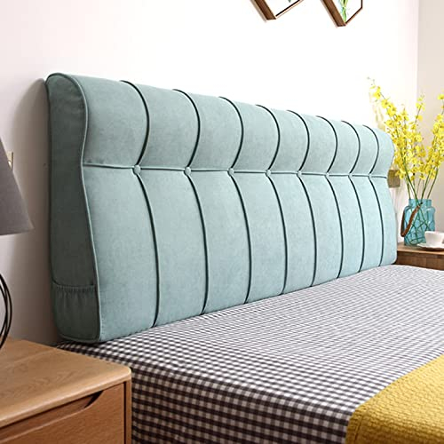 CHENGZ Bett Rückenlehne Lesekissen Kopfteil Kissen Baumwolle Und Leinen Doppelbett-Rückenkissen Gepolstert/Ohne Kopfteil, Schlafzimmer Verwandeln Sofa Rückenpolster,Blue-180x60x10cm