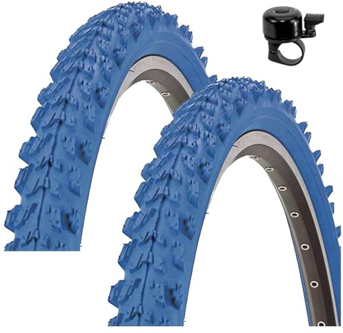 2 x Kenda K-829 Psycho 24 MTB Fahrradreifen Fahrradmantel Blau 50-507 (24 x 1.95) inkl. Fahrradklingel