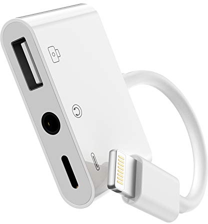 Lightning to 3.5mm Headphone Jack USB Charger Cable Dongle for iPhone Adapter(3in1)AUX Audio OTG for 13 12 11 Pro Max Xr X for Apple for iPad Camera Memory Stick Flash Drive Card Reader Mouse Keyboard