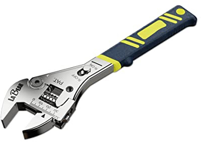 LABEAR- 10 inch Long x 1-1/4 inch(32mm) Adjustable Ratchet Monkey Wrench | On/Off selector, laser scale, non-slip grip, wide opening, plumbing & auto repair