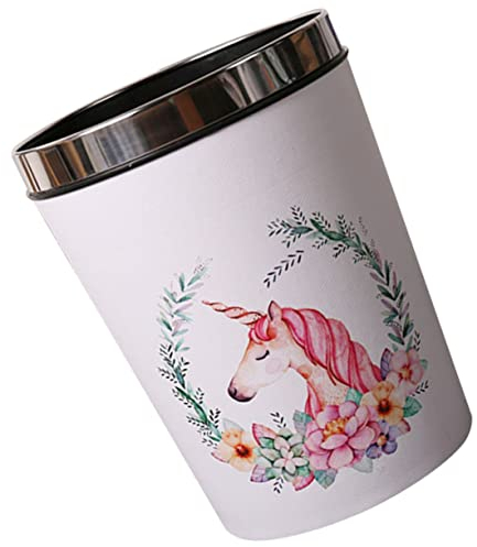 bathroom garbage basket unicorn trash can Round Waste Bin waste basket for bedroom wastebasket christmas trash can bathroom garbage container office desk dining table pvc