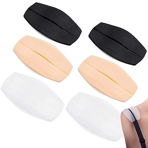 Tadipri Lot De 6 Coussinets Antidérapants En Silicone Pour Bretelles De Soutien-Gorge, Soulagent La Douleur Des Épaules, Couleur De La Peau, Noire, Blanche