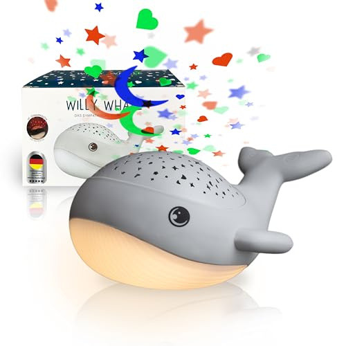 MegaLight Luce notturna Cielo Stellato | Proiettore Cielo Stellato Bebè | luce notturna bianca calda & proiettore di stelle RGB in 3 colori Proiettore di stelle luce notturna per bambini WILLY WHALE
