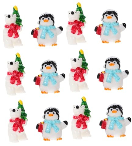 WHAMVOX 20 Stück Kleiner Weihnachtspinguin Und Bärenfigur Aus Robustem Kunstharz Farbecht Zur Tisch Und Weihnachtsdeko Für Innen Und Außenbereich
