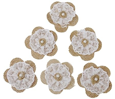 ABOOFAN 6St Brautspitzenblumen hochzeitsdeko hochzeitskerze Vintage Retro- Vintage- Sackleinen-Spitzenblumen Dekoration selber Machen Rose schmücken handgefertigte Schuhe