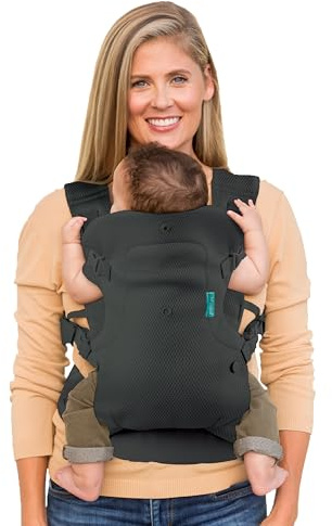 Infantino Mochila Portabebé Flip Convertible 4-en-1 Light & Airy, Cintura Ajustable y Correas de Felpa, Mochilla Portabebés Ergonómica y Cómoda, Fácil de Limpiar, Gris Oscuro