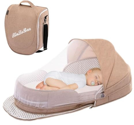 Tragbarer Stubenwagen – Babyliege – zusammenklappbares Kinderbett, Liege, Nachttisch Bett mit atmungsaktivem Netz, tragbares Outdoor-Kinderbett | -Krippe, Liege, Nachttisch Bett mit Netz
