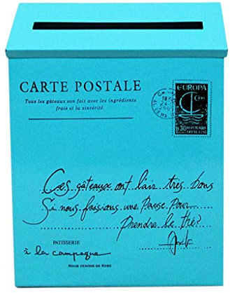 Buzón grande de metal galvanizado americano vintage | Buzón de pared con cerradura | para decoración del hogar rural | 23 x 6 x 30 cm - Azul