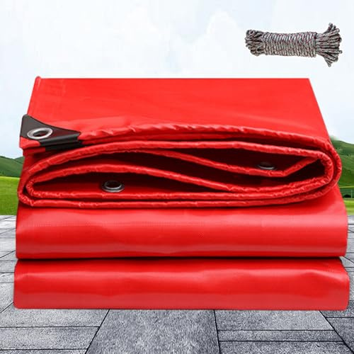 Telone Telo Occhiellato Impermeabile 1 x 1 m Resistente Alle Intemperie, Impermeabile Tende Balconi Coperture, Telone con Occhielli per Camion, Mobili, Piscina, Coprire Legna, Rosso