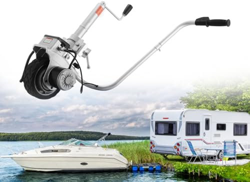 Lakenbroade Elektrisches Stützrad für Anhänger, 350 W, 12 V, Stützrad für Anhänger mit 22 ft/min Bewegungsgeschwindigkeit, 12 bis 24,8 Zoll einstellbare Klemmhöhe zum Bewegen von Anhängern