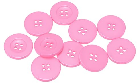 QUARKZMAN 10 Stück Knöpfe 30mm Bastelknöpfe Rosa Nähknöpfe Harz Rund Flach 4-Loch Kunststoffknöpfe für Nähen DIY Handwerk Scrapbooking Dekorieren Kleidung Mänteln Blusen Hemden