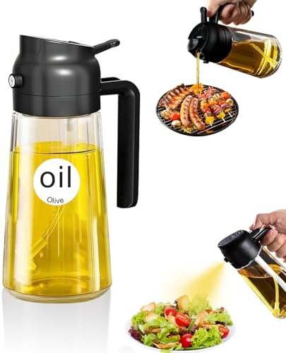 QuilNiche, flacone spray per olio, spruzzatore per olio con etichetta impermeabile ecologica, 470 ml, spray per olio da cucina (nero)