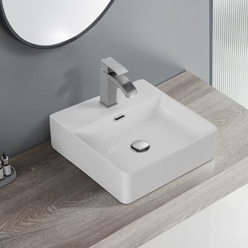 Klaczituj Home Square Ceramic Countertop Wash Basin (White Finish) CUPC Certified