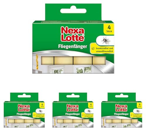Nexa Lotte Fliegenfänger, zum Bekämpfen von Fliegen mit hoher Klebekraft und Lockwirkung, 4 St, Grün (Packung mit 4)