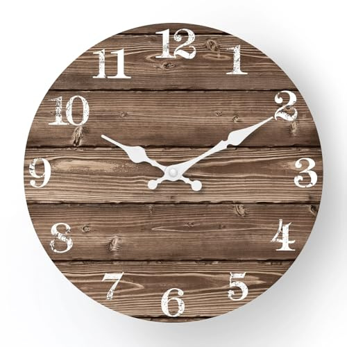 COMTEX Orologio da parete vintage con design in imitazione di legno, semplice orologio da parete per soggiorno e camera da letto senza vetro (30,5 cm, 30 cm)