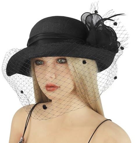Faxianther Damen-Fascinator-Hut mit Mesh Schleier Vintage 20er 40er 50er Jahre Fascinator Hochzeit Hut Cocktail Tee Party Stirnband Kopfschmuck Pillbox Hüte für Frauen