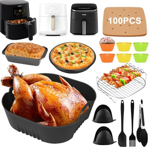Hot Air Fryer Accessories for Philips Essential XL 6.2L HD9270/90, Philips 5000 Series XXL HD9285/90, Cosori 4.7L, Reusable, BPA-Free Replaces Baking Paper, Airfryer Accessories for Philips, Cosori