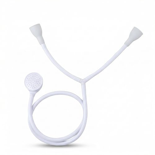 Shower Attachment for Bath Taps - Universal Push-on Tap Shower Head with 200cm Flexible Hose, Easy-Fit Bathroom Accessory for Pet Washing, Hair Rinsing & Cleaning (White)