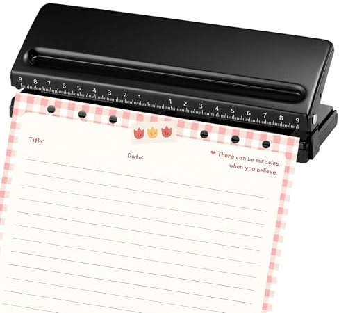 Perforadora 6 Agujeros Ajustable de Metal – Perforadora para Agenda, Planificador y Recambios de Carpeta – Perforadora de Oficina para Organizadores A5 A6 Personal