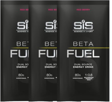 SIS Beta Fuel 80 Dual Source Energy Drink Powder - 80g Carbs Per Serving - Pack of 3 Sachets (Pack of 3 Sachets, Red Berry)